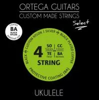 Select Комплект струн для укулеле баритон, черный нейлон, с покрытием, Ortega, UKSBK-BA