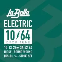 HRS Drop Tune Комплект струн для электрогитары, никелированные, 10-64, La Bella, HRS-D1