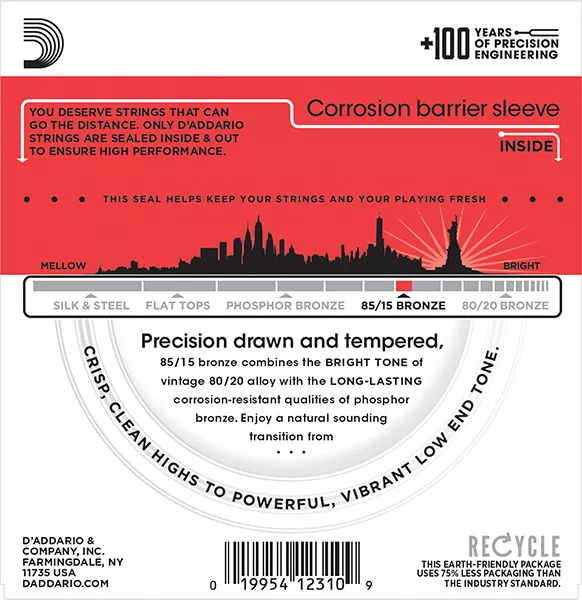 EZ930 AMERICAN BRONZE 85/15 Струны для акустической гитары Medium 13-56 D`Addario