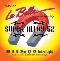 Super Alloy 52 Комплект струн для электрогитары.  009-042 La Bella, SA942