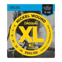 ESXL125 Nickel Wound Комплект струн для электрогитары, Super Light Top/Reg Bott, 9-46, D'Addario