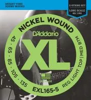 EXL165-5 XL NICKEL WOUND Струны для 5-струнной бас-гитары 5-string Long RLTMB 45-135 D`Addario