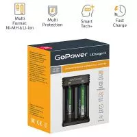 LiCharger 4 Зарядное устройство для аккумуляторов Ni-MH/Ni-Cd/Li-ion, 2 слота, GoPower, 00-00015360