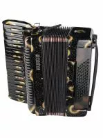Аккордеон 34/72/5/2, черный, черные клавиши, с футляром, Aurus, JH8002-A-BLACK
