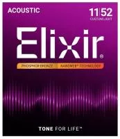 NANOWEB Комплект струн для акустической гитары, Custom Light, фосфорная бронза, 11-52, Elixir, 16027