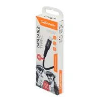 Кабель GP02T USB (m)-Type-C (m) 1.0м 2.4A, нейлон, черный, GoPower, 00-00022791