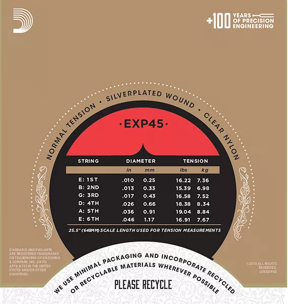 EXP45 CLASSICAL Струны для классической гитары нейлоновые Normal D`Addario