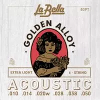 Golden Alloy Комплект струн для акустической гитары, бронза 80/20, 10-50, La Bella, 40PT