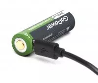 Аккумулятор бытовой 18650 Li-ion, 3.7В, 3000мАч, USB, с защитой, GoPower, 00-00019621