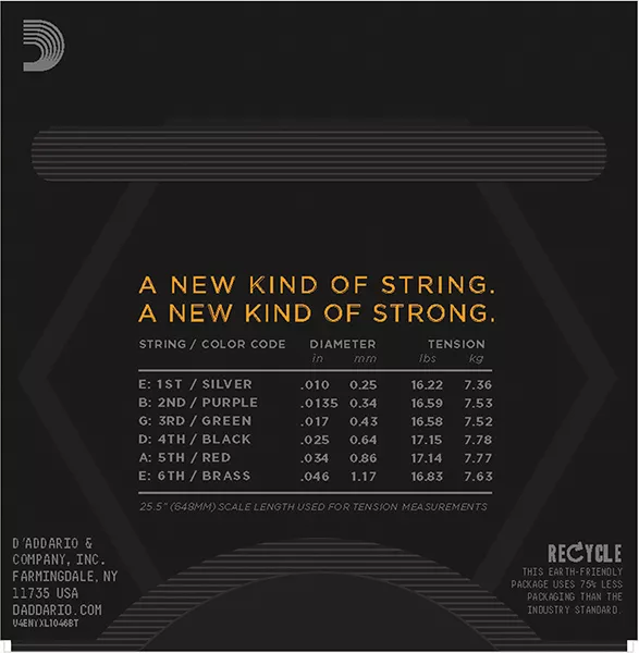 NYXL1046BT NYXL Комплект струн для электрогитары, Regular Light, 10-46, D'Addario
