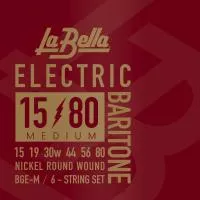Комплект струн для электрогитары баритон, никелированные, Medium, 15-80, La Bella, BGE-M