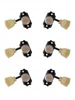 Колки для гитары 3+3, локовые, черные, Gotoh, SD90-MGT-SL-B-L3+R3