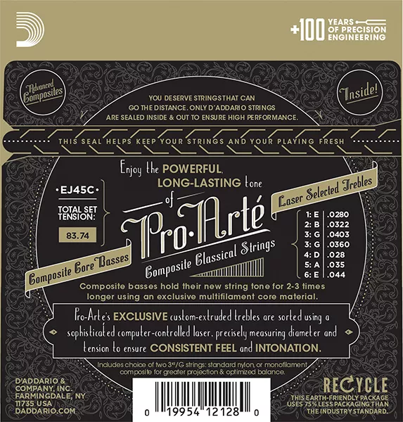 EJ45C COMPOSITE PRO ARTE Струны для классической гитары нейлоновые/композитные Normal D`Addario