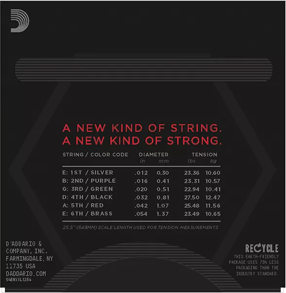 NYXL1254 NYXL Комплект струн для электрогитары, Heavy, 12-54, D'Addario
