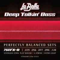 Deep Talkin' Bass Комплект струн для 5-струнной бас-гитары, Extra Light, 39-128, La Bella, 760FX-B