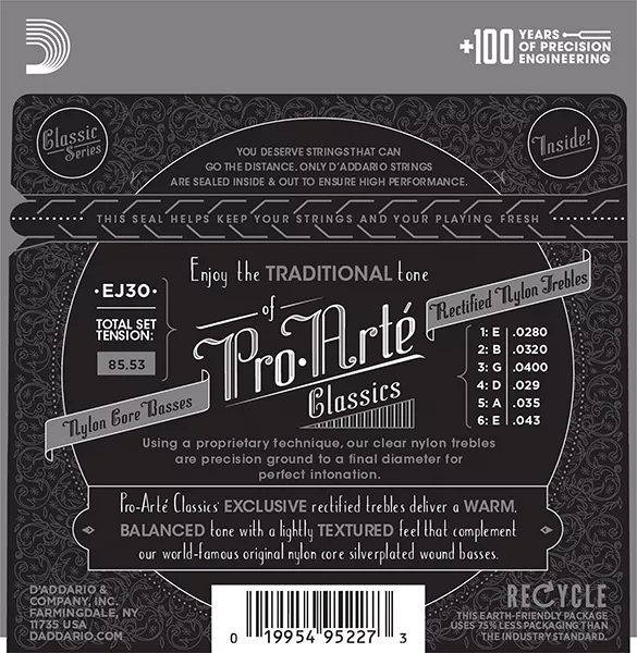 EJ30 CLASSIC Струны для классической гитары нейлоновые Normal D`Addario