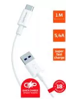 Кабель GP12T USB (m)-Type-C (m) 1.0м 5.4A, белый, GoPower, 00-00022778