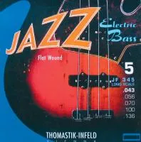 JF345 Jazz Flat Wound Комплект струн для 5-струнной бас-гитары, никель, пл.оплетка,43-136, Thomastik