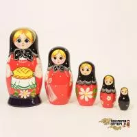 LHM10132 Матрешка "Каравай" 5 кукольная, Хохлома