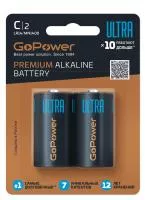 Ultra Элемент питания LR14 C Alkaline 1.5В, 2шт, GoPower, 00-00026398