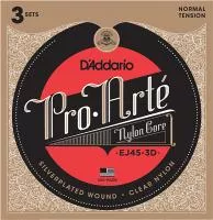 EJ45-3D Pro-Arte Струны для классической гитары, нейлон, Normal, 3 комплекта, D'Addario