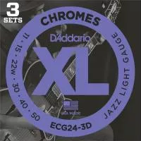Chromes Cтруны для электрогитары, Jazz Light, 11-50, 3 комплекта, D'Addario, ECG24-3D