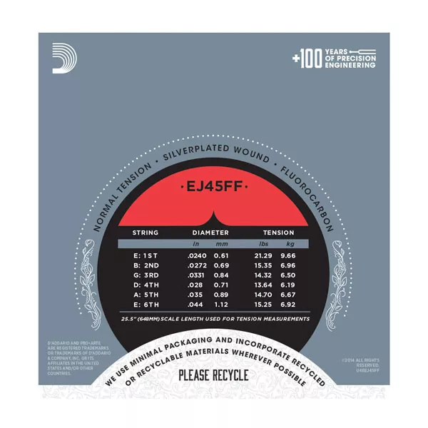 EJ45FF Pro-Arte Carbon Комплект струн для классической гитары, нормальное натяжение, D'Addario
