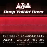 Deep Talkin' Bass Комплект струн для бас-гитары, белый нейлон, 50-105, La Bella, 750T