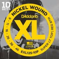 EXL125-10P Nickel Wound Струны для электрогитары, S Light Top/Regular Bottom 9-42, 10компл D'Addariо