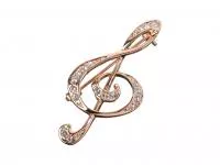 Брошь сувенирная "Скрипичный ключ", металл, Rin, HY-B018-GOLD