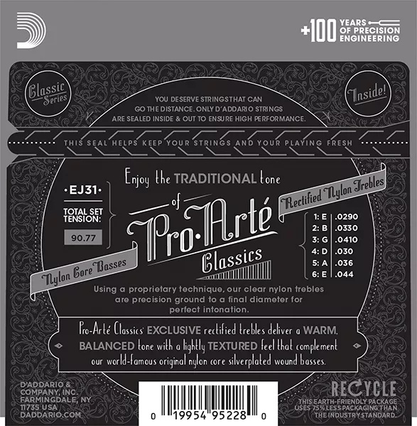 EJ31 CLASSIC Струны для классической гитары нейлоновые Hard D`Addario