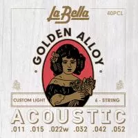 Golden Alloy Комплект струн для акустической гитары, бронза 80/20, 11-52, La Bella, 40PCL