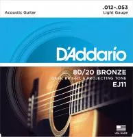 EJ11 Струны для акустической гитары бронза 80/20, Light 12-53 D`Addario