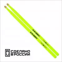 Yellow 5B Барабанные палочки, граб, флуоресцентные желтые, Kaledin Drumsticks, 7KLHBYL5B