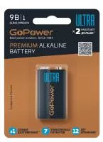 Ultra Элемент питания Крона 6LR61 Alkaline 9В, GoPower, 00-00026400