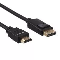 Кабель DisplayPort (m)-HDMI (m) 1.8м ПВХ ver.2.0, черный, GoPower, 00-00027493