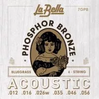 Комплект струн для акустической гитары, фосфорная бронза, 12-56, La Bella, 7GPB