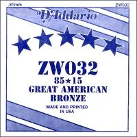 ZW032 Отдельная струна для акустической гитары, бронза 85/15, 032, D'Addario