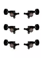 Колки для гитары 3+3, черные, Gotoh, SG360-07-B-L3+R3