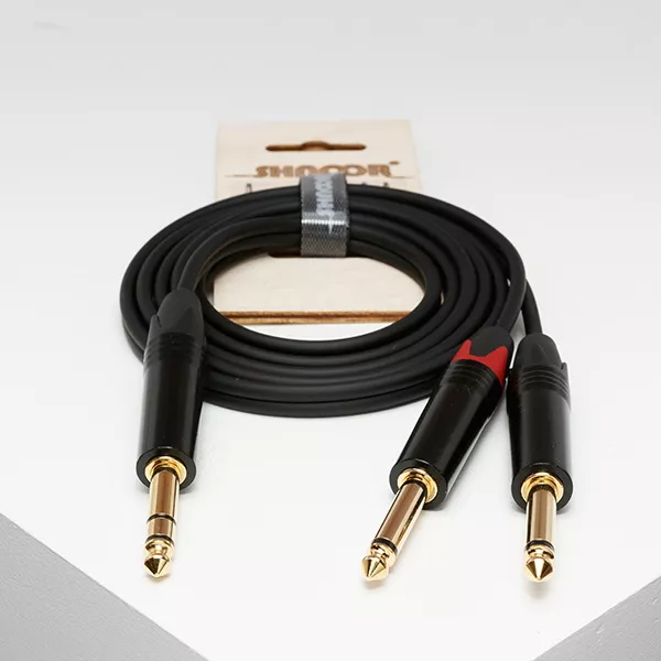 JS2JM-2m Y-кабель 6,3мм стерео - 2х6,3мм моно, 2м, SHNOOR