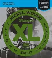 EXL117 XL NICKEL WOUND Струны для электро-гитары Meduim Top/Extra Heavy Bottom 11-56 D`Addario