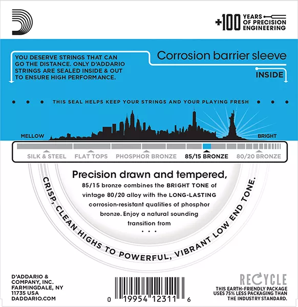 EZ940 AMERICAN BRONZE 85/15 Струны для 12-струнной акустической гитары Light 10-47 D`Addario