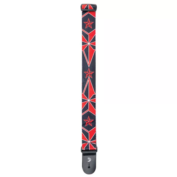 50H13 Sublimation Printed Гитарный ремень, полиэстер, рисунок «Черно-красные звезды», Planet Waves