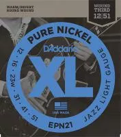 EPN21 XL PURE NICKEL Струны для электрогитары чистый никель Jazz Light 12-51 D`Addario
