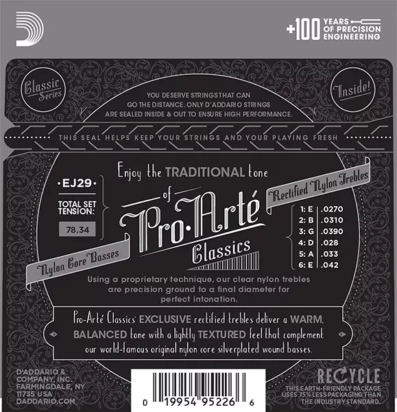 EJ29 CLASSIC Струны для классической гитары нейлоновые Moderate Hard D`Addario