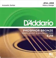 EJ18 Phosphor Bronze Комплект струн для акустической гитары, фосфорная бронза, 14-59, D'Addario