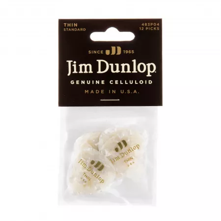 Genuine Celluloid Медиаторы, 12шт, тонкие, белый перламутр, Dunlop, 483P04TH