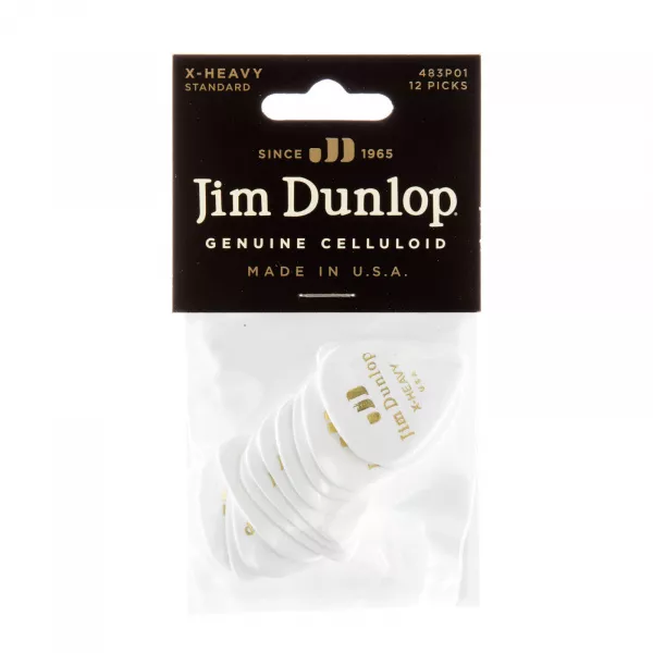 Genuine Celluloid Медиаторы, 12шт, очень толстые, белые, Dunlop, 483P01XH  рис.2 