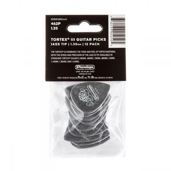Tortex III Медиаторы 12шт, толщина 1,35мм, Dunlop, 462P1.35  рис.2 