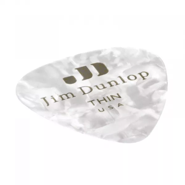 Genuine Celluloid Медиаторы, 12шт, тонкие, белый перламутр, Dunlop, 483P04TH  рис.2 
